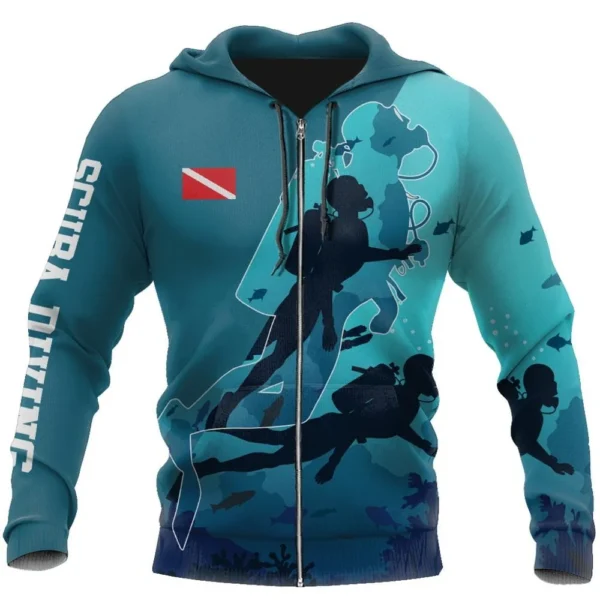 3D Print Unisex Scuba Diving Hoodie | Stylish Underwater Apparel - Image 3